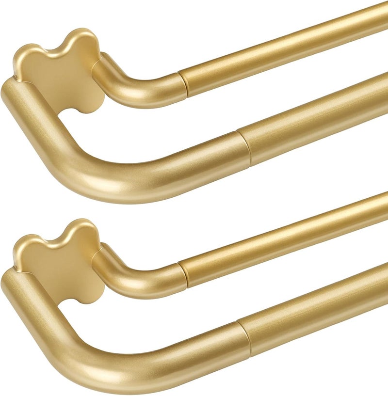 USFOOK 2 Pack Gold Wrap Around Double Curtain Rods Set, Blackout Curtain Rods for Windows 48 to 84 Inch, 6/8 Inch Room Darkening Curtain Rod 32 to 86 Inch, Decorative Drapery Rods for Home - Image 1